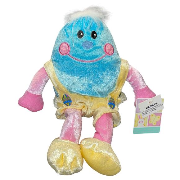 Vintage Dan Dee Plush Easter Egg Humpty Dumpty Nursery Baby Shower Gift Blue 9” - Picture 12 of 13